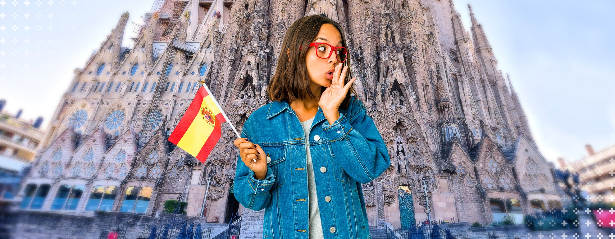 conectores - imagem de uma mulher segurando a bandeira da espanha